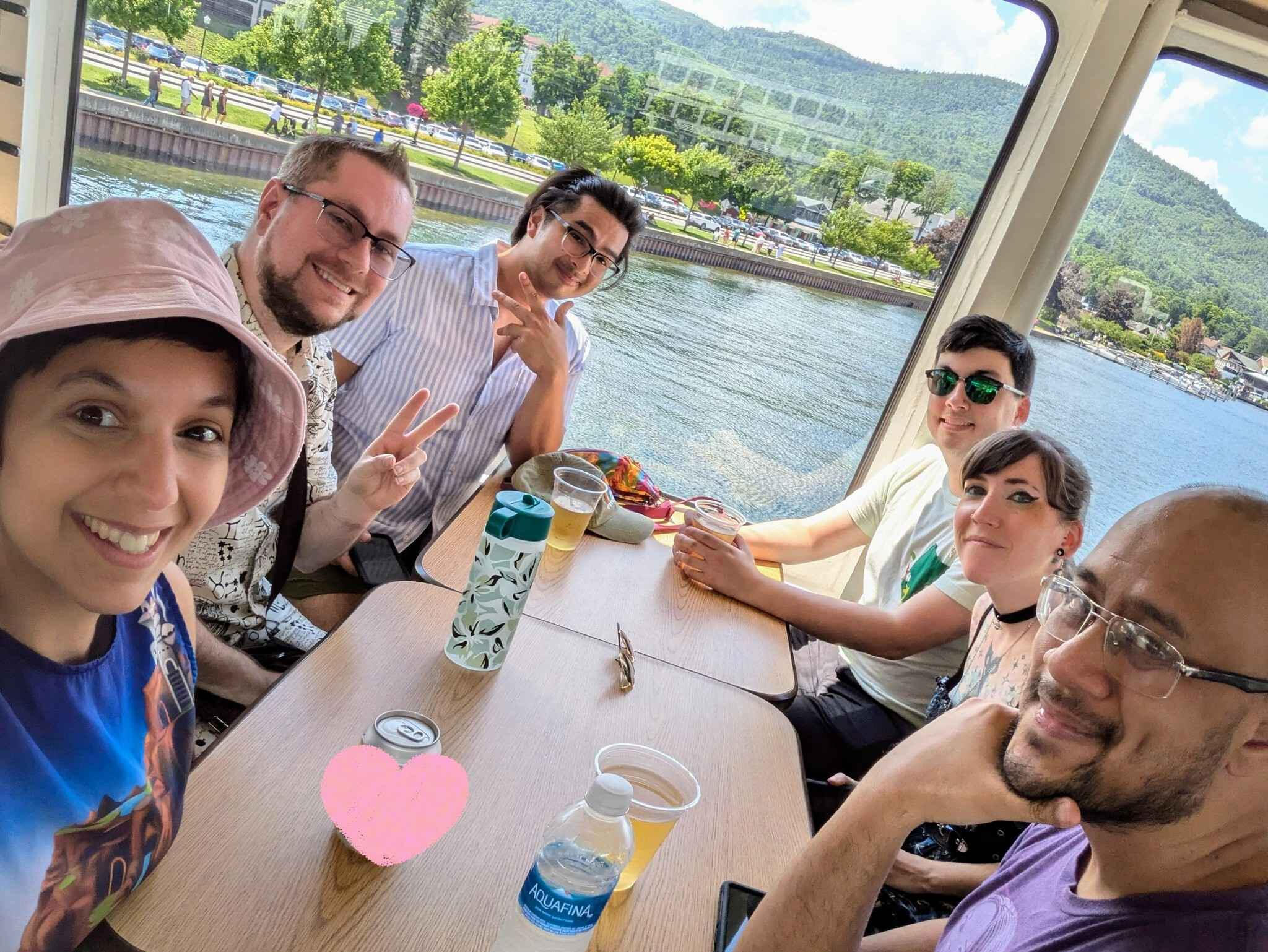 Fruities team mates on a boat tour